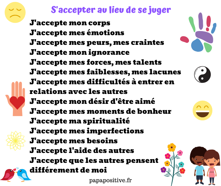 Affiche Gratuite Apprendre A S Accepter Pour Moins Se Juger Estime De Soi Papa Positive